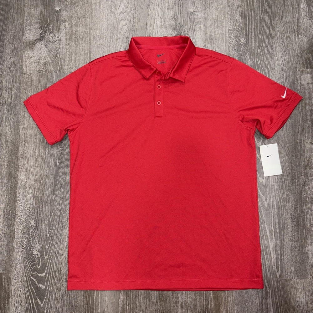 Nike Dri-FIT Golf Polo Solid Pique Modern Fit Shirt Men's Large Red 746099